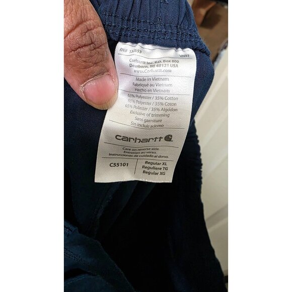 Carhartt Navy Blue Men's XL Scrub Work Pants Multiple Pockets & Elastic Waist - Picture 7 of 8